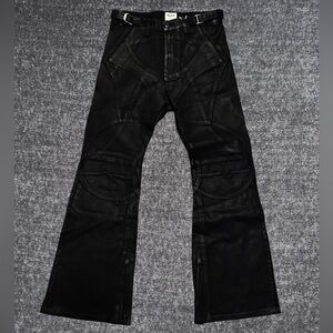 Black Flared Jeans Pants Moto Style